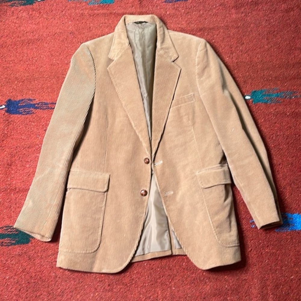 Jordache Vintage 70's‎ Mens Size 40R Tan Corduroy Western Cowboy Blazer